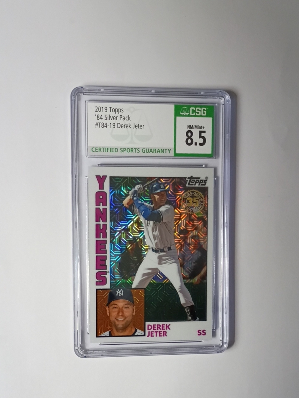 Topps Derek Jeter Holographic Silver Insert Card in Graded Case